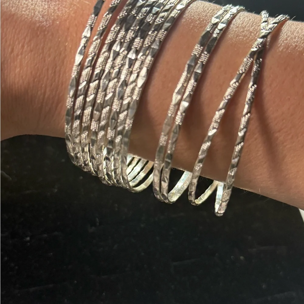 11‎ Stack Silver Tone Bangle Set